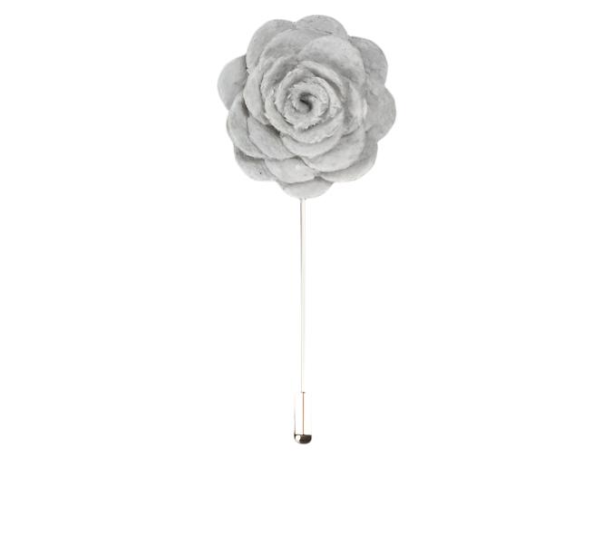 Suede Grey Flower Lapel Pin