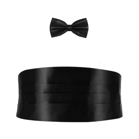 Black Tuxedo Cummerbund & Bow Tie Set