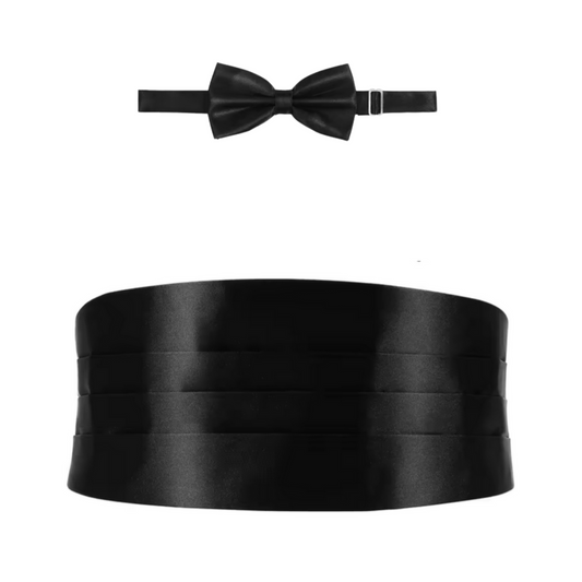 Black Tuxedo Cummerbund & Bow Tie Set
