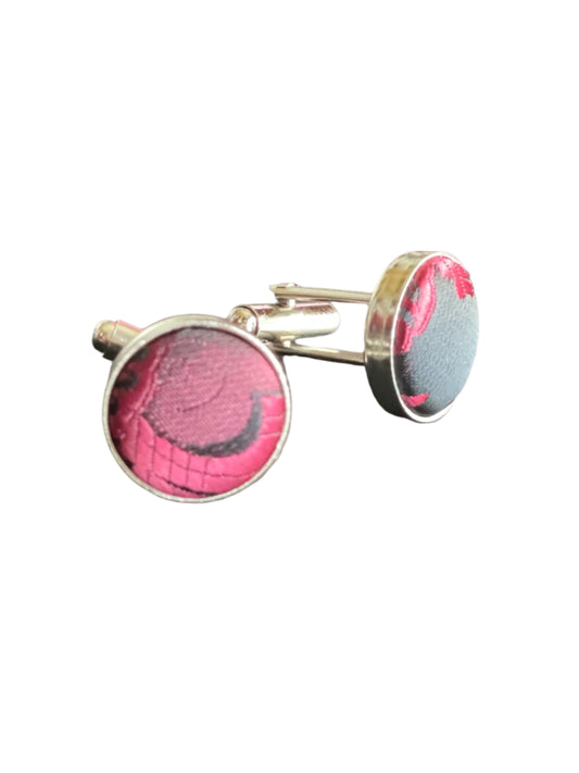 Burgundy Paisley Pocket Square & Cufflinks Set