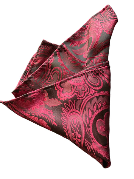 Burgundy Paisley Pocket Square & Cufflinks Set