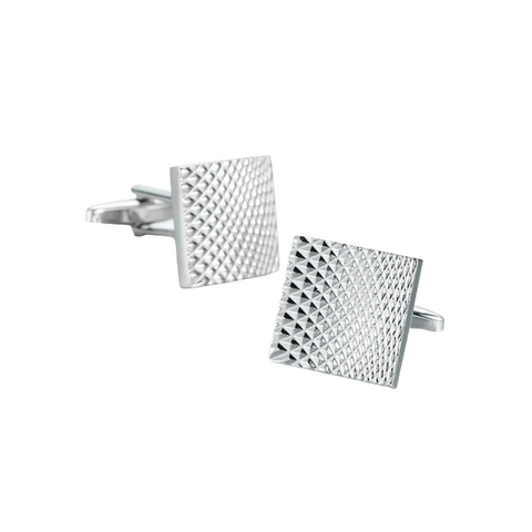 Diamond Rivet Texture Silver Cufflinks