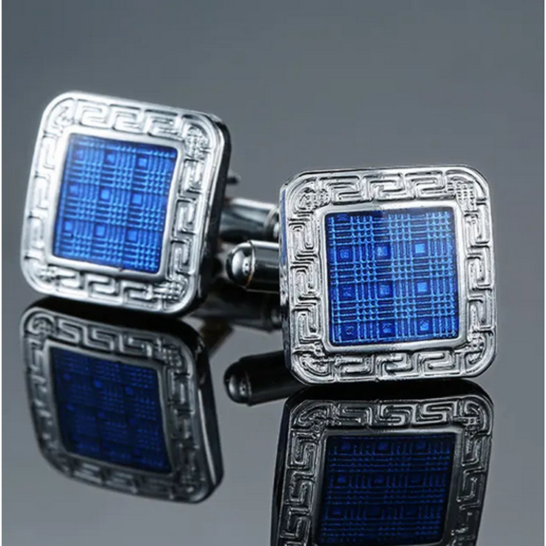 Square Filigree Frame with Blue Centre Cufflinks