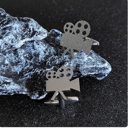 Silver Glittery Video Camera Cufflinks