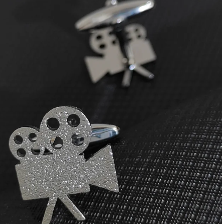 Silver Glittery Video Camera Cufflinks