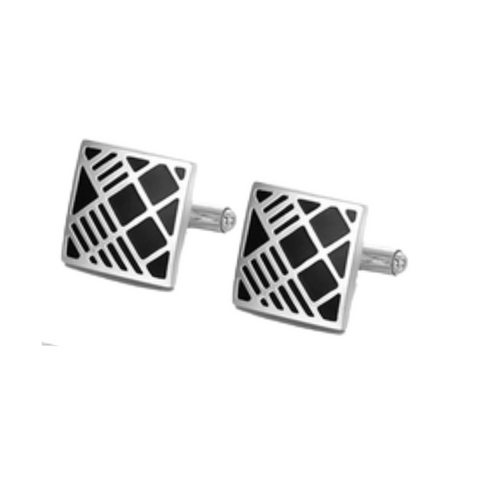 Diagonal Stripes Silver Cufflinks