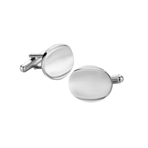 Oval Concave centre Silver cufflinks