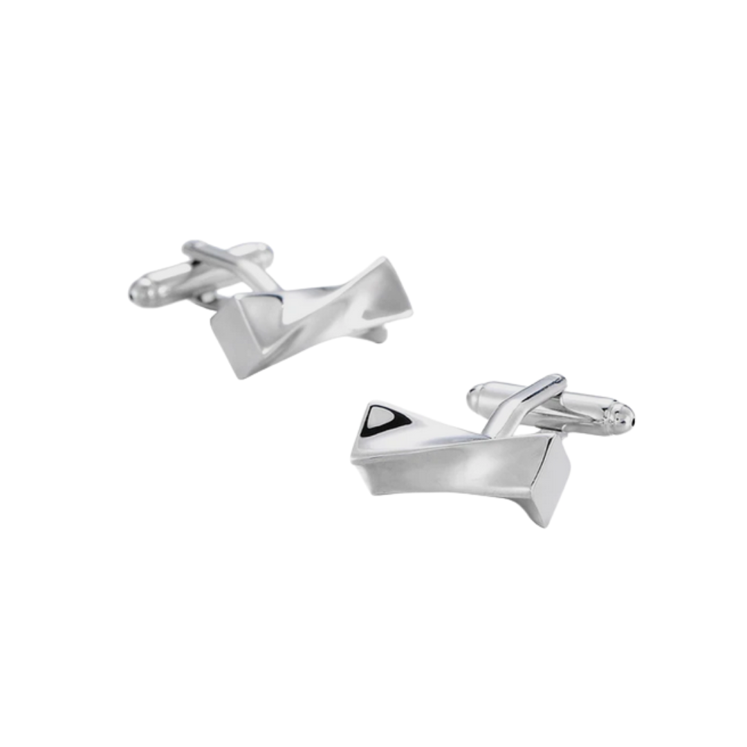 Classic Twisted Rectangular Bar Silver cufflinks