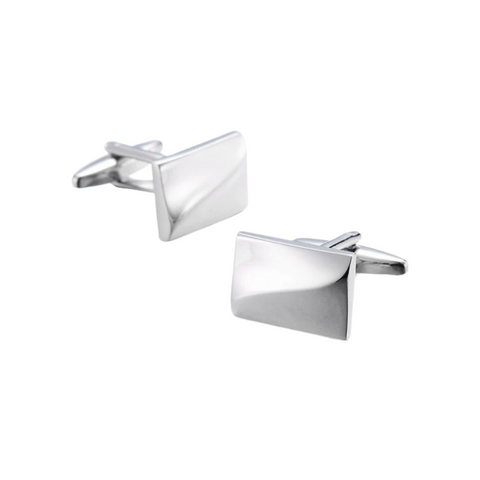 Rectangle with Wave detail Silver cufflinks