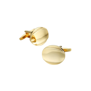 Oval Concave centre Gold cufflinks