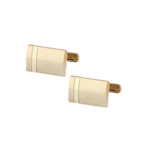 Gold Rectangular Concave Bar with line detail Cufflinks
