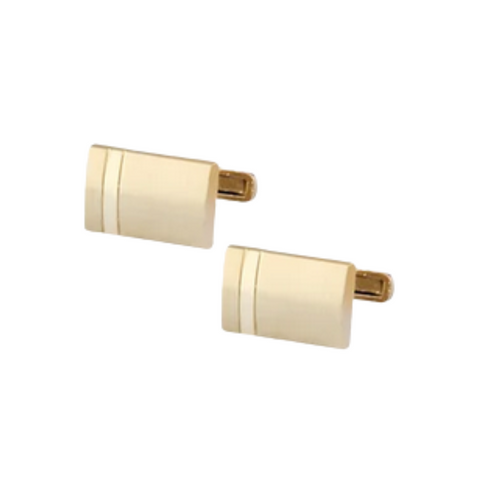 Gold Rectangular Concave Bar with line detail cufflinks