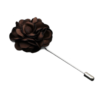 Dark Brown Flower Fabric Lapel Pin