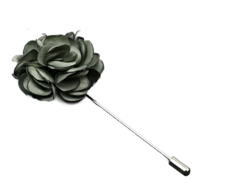Silver Green Flower Fabric Lapel Pin
