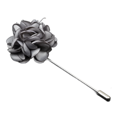 Grey Flower Fabric Lapel Pin