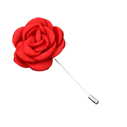Red Satin Flower Lapel Pin
