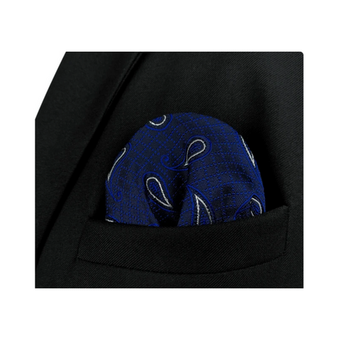Paisley 01 Dark Blue Pocket Square