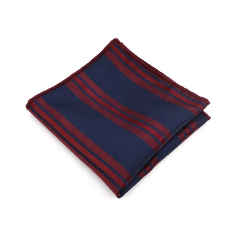 Red and Dark Blue Thick Stripes Pocket Square
