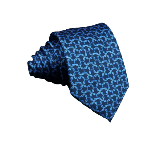 Detailed Classic Chain Link Shades of Blue Regular Tie