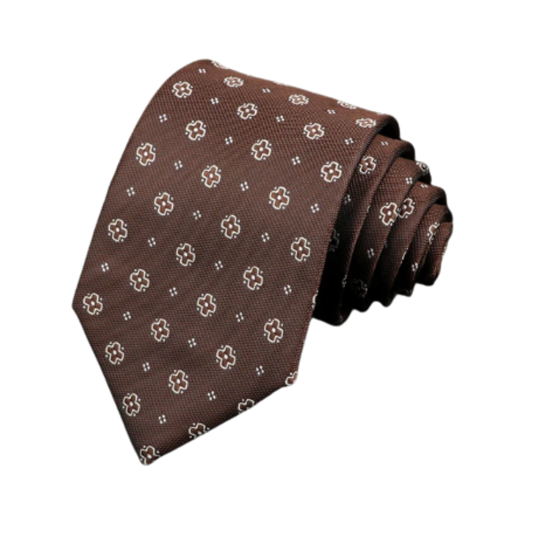 Brown Geometric Flowers Regular Tie