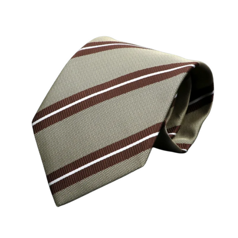 Brown Stripes on Grayish Green Regular Tie