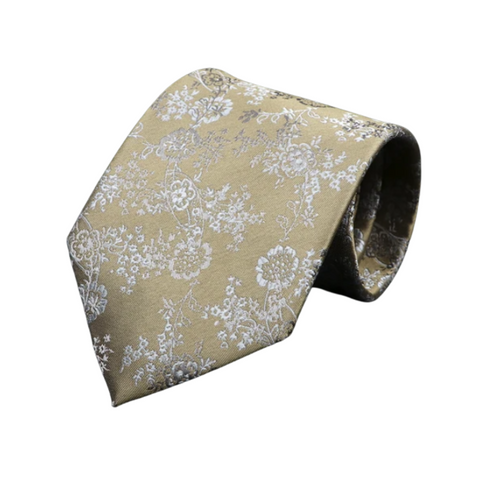 Silver Filigree Paisley on Grey tone Gold Regular Tie