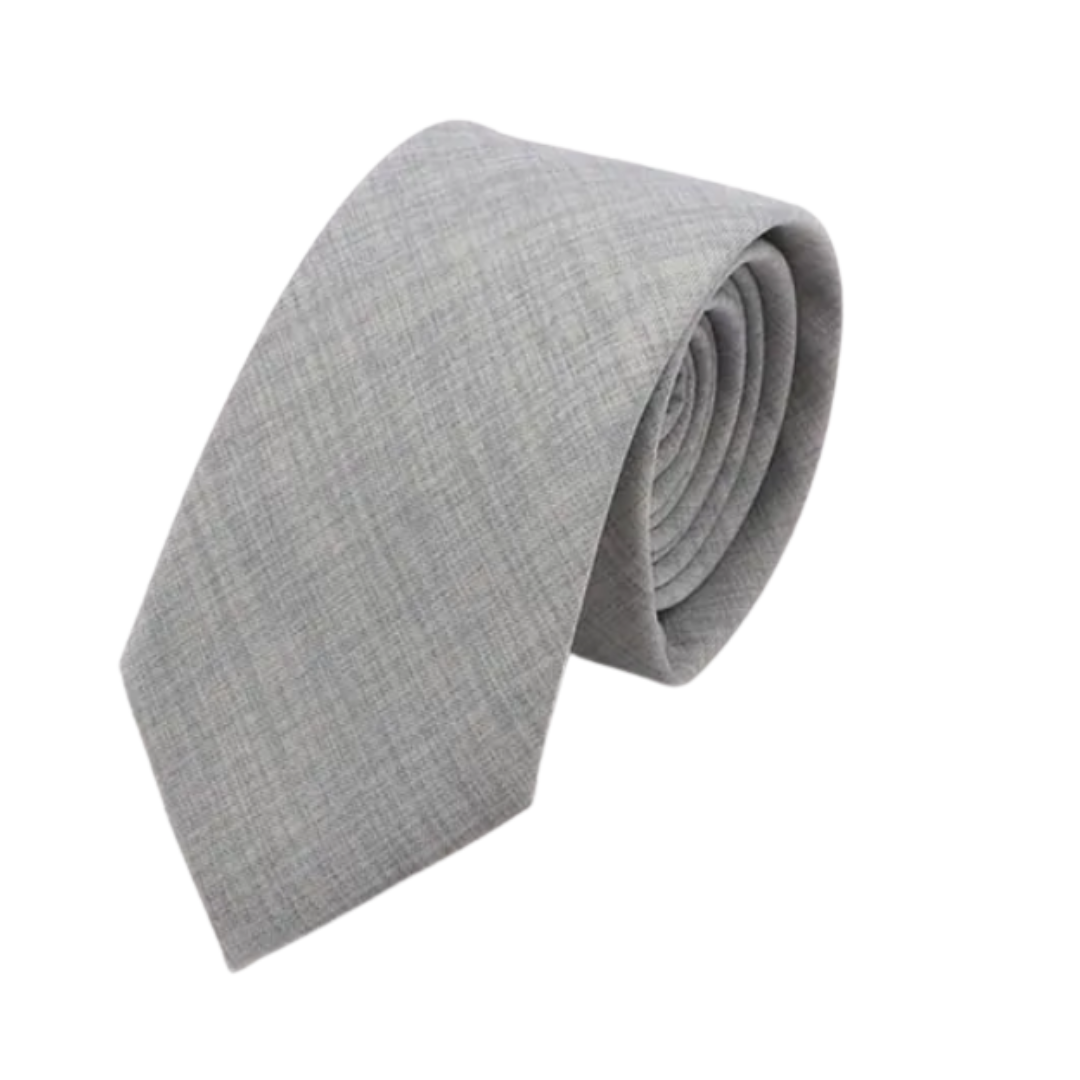Light Grey Classic Cotton Skinny Tie