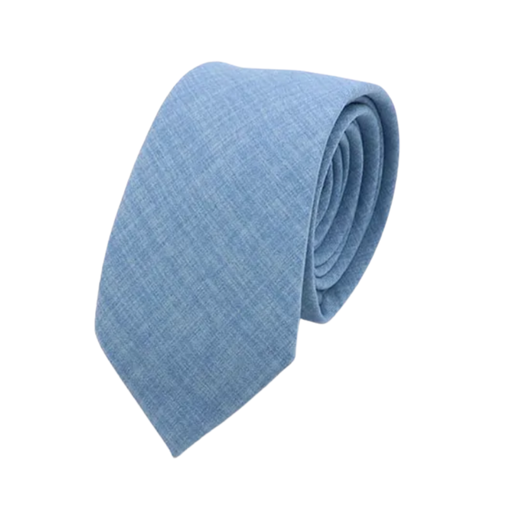 Light Pastel Blue Classic Cotton Skinny Tie