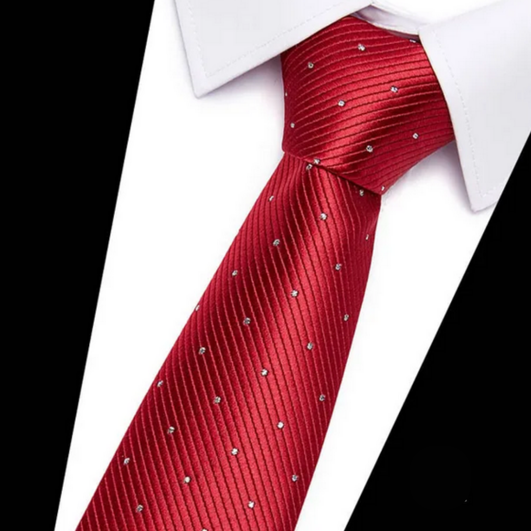 Classic Subtle Stripes Dotted Red Regular Tie