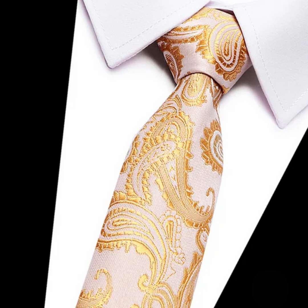 Classic Gold Paisley Light Beige Regular Tie