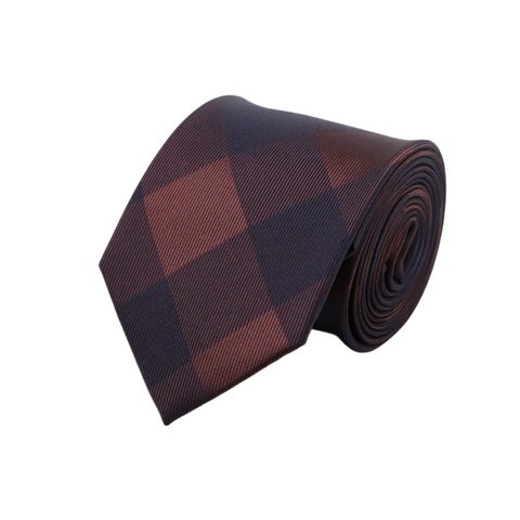 Buffalo check Dark Blue and Brown Skinny Tie