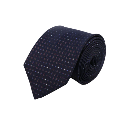 Classic Nought and Crosses Pattern Dark Blue Skinny Tie