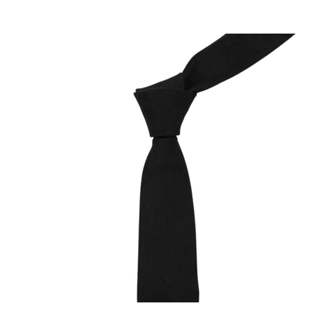 Classic Herringbone Black Skinny Tie