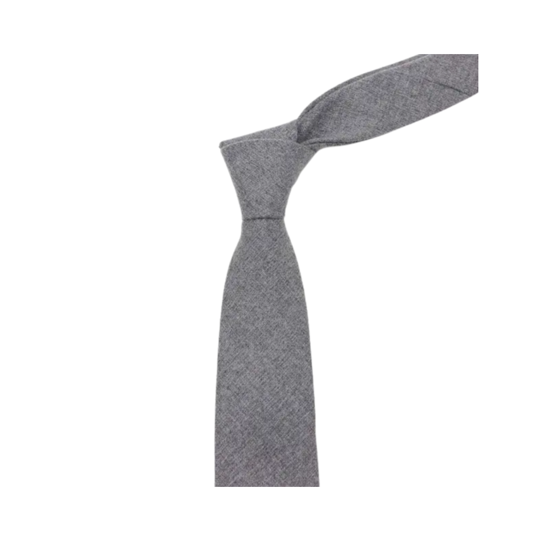 Classic Herringbone Light Grey Skinny Tie