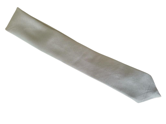 Silver Crepe Satin Silk Skinny Tie