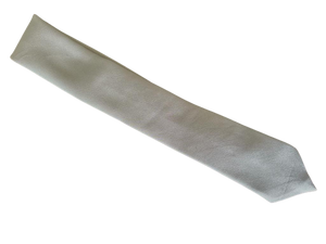 Silver Crepe Satin Silk Skinny Tie