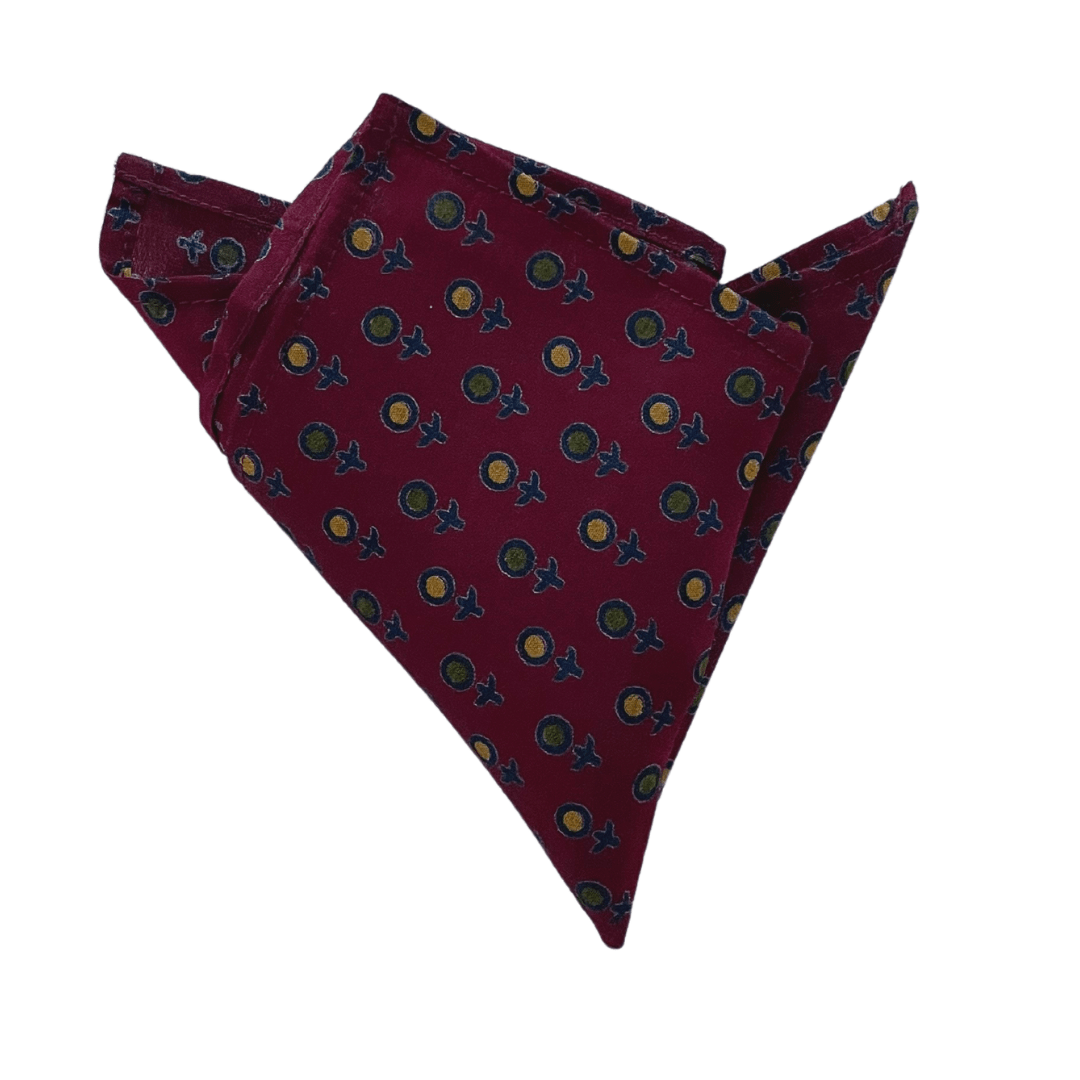 Abstract naughts and crosses Burgundy Pocket Square - AJ