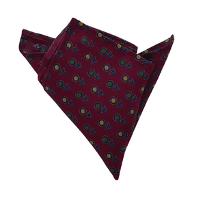 Abstract naughts and crosses Burgundy Pocket Square - AJ