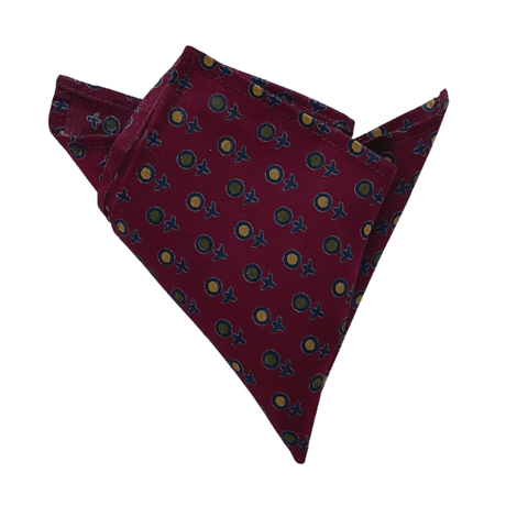 Abstract naughts and crosses Burgundy Pocket Square - AJ