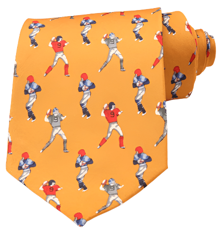 American Football Players on Orange Vintage Regular Tie - AJ