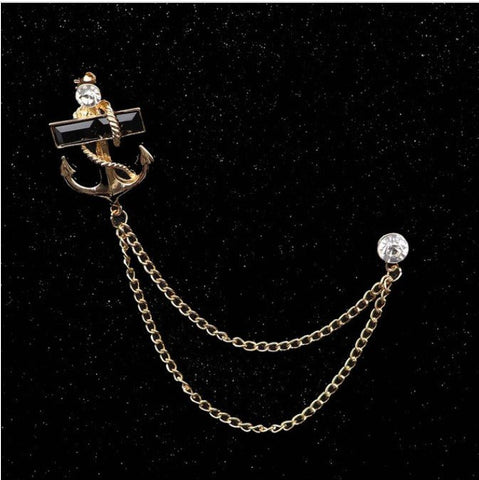 Anchor & Stone Gold Lapel Pin Chain - AJ
