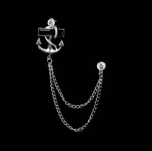Anchor & Stone Silver Lapel Pin Chain - AJ
