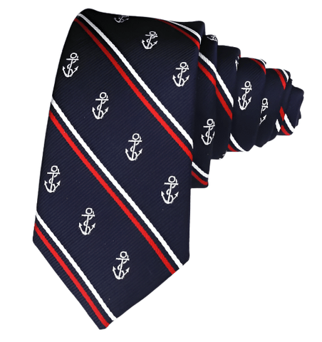 Anchor & Stripes Dark Blue Skinny Tie - AJ