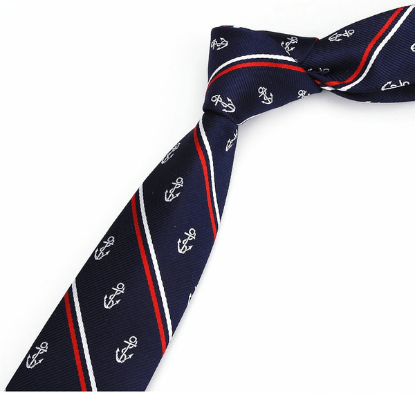 Anchor & Stripes Dark Blue Skinny Tie - AJ