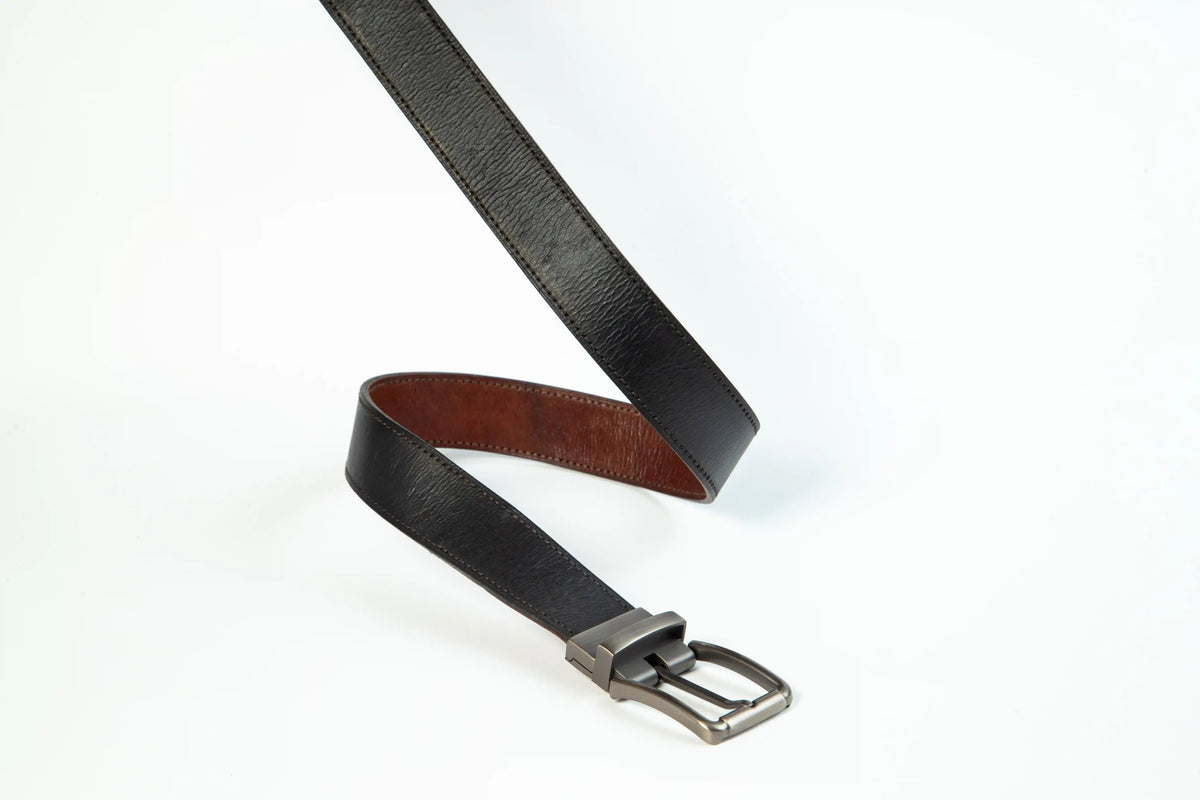 Arlo Leather Formal Reversible Belt in Black & Brown [LC] - AJ