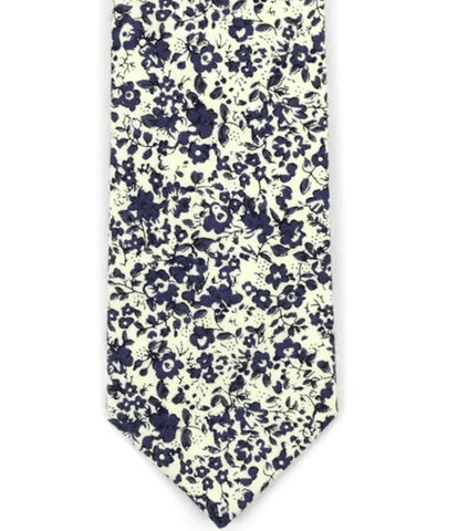 Ash Blue Mini Abstract Flowers Floral Skinny Tie - AJ