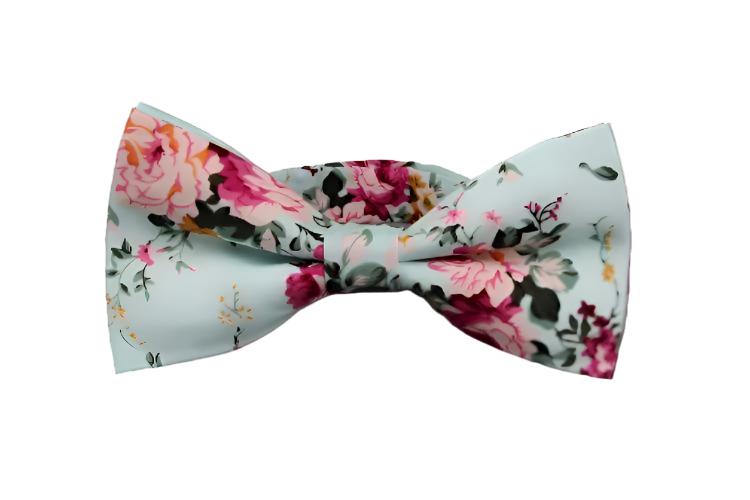 Baby Blue Floral Bow Tie - AJ