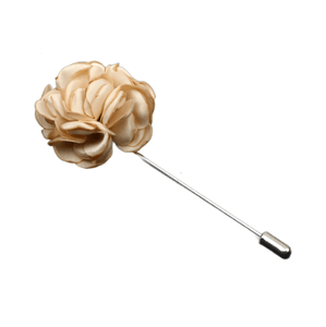 Beige Flower Fabric Lapel Pin - AJ
