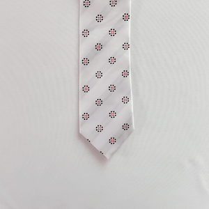 Black & Red dotted flowers on White Skinny Tie - AJ