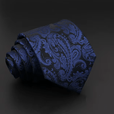 Blue & Black Paisley Regular Tie - AJ